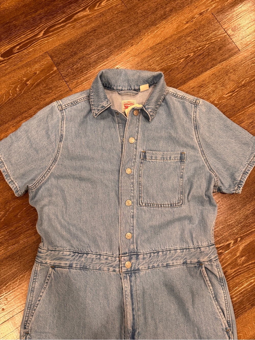 Levi's Light Blue Denim Short-Sleeve Jumpsuit